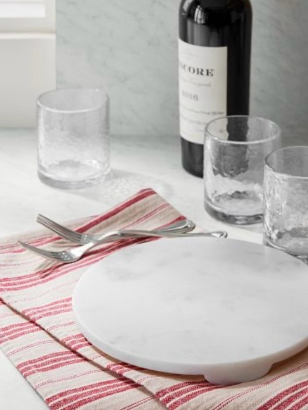 Pottery Barn Colette Stripe Run Red and Cream Linen Cotton Napkins - Picture 2 of 5